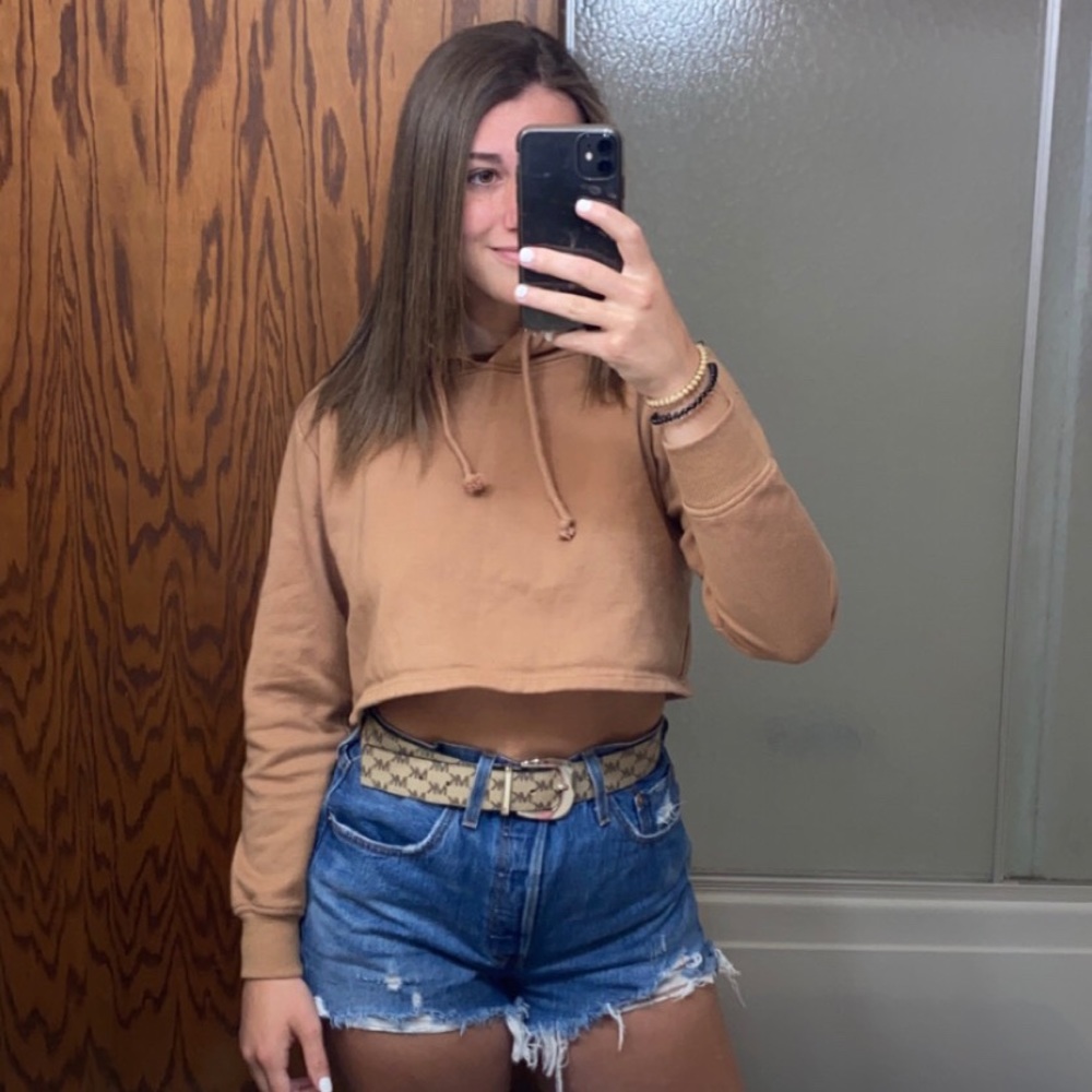 Boohoo Nude Cropped Sweatshirt